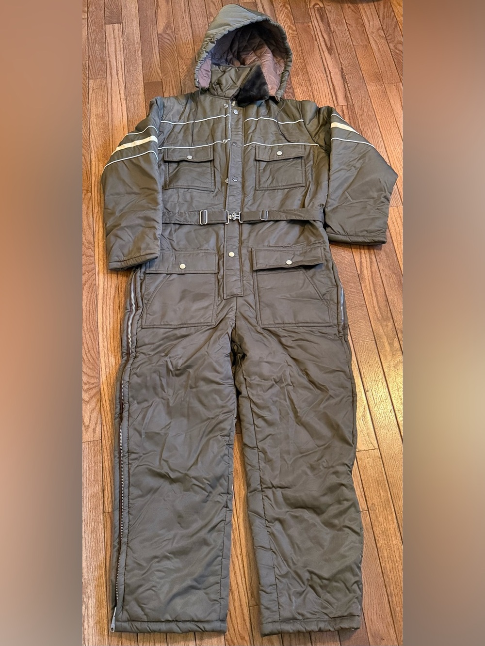 Vintage SEARS Work Leisure Mens Insulated Coveralls w/ Hood Snowsuit 40 Short